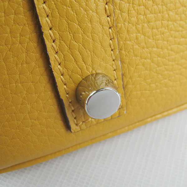 High Quality Fake Hermes 35CM Embossed Veins Leather Bag Yellow 6089 - Click Image to Close